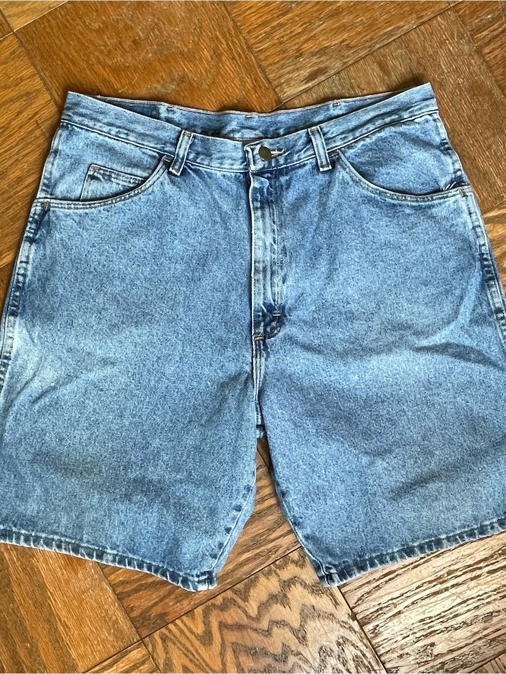 Vintage Wrangler Blue Denim Jorts Y2K Relaxed Fit Shorts Mens 36